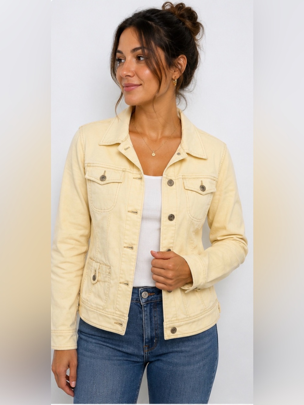 Point Zero Light Cream Denim Jacket